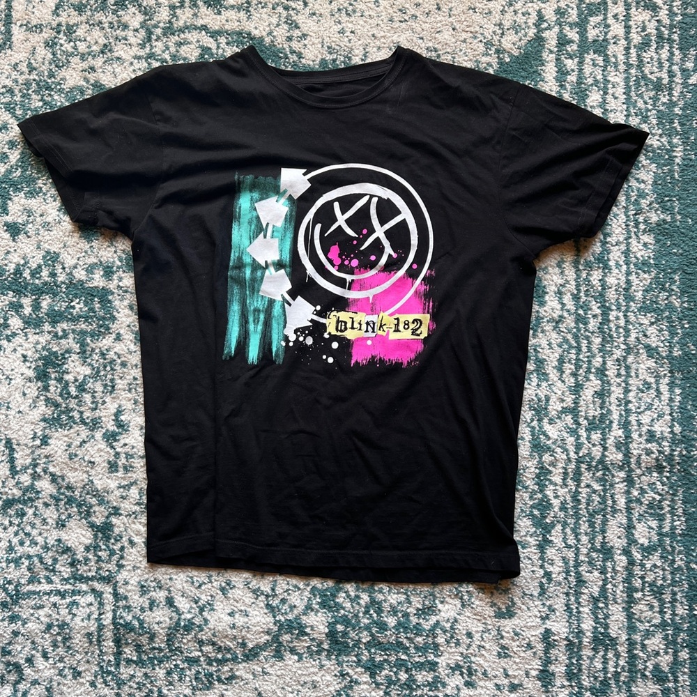 Black Graphic Tee with Blink-182 Design